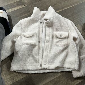 White Fuzzy Sweater Jacket